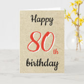 Rustiek Happy Birthday Script 80ste verjaardag Kaart (Gele Bloem)