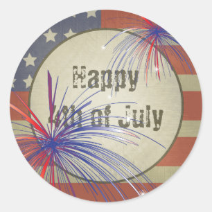 Rustiek Happy Fourth of July Ronde Sticker