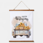 Rustiek Happy Thanksgiving Truck Pompoen Hangend Wandkleed (Voorkant)
