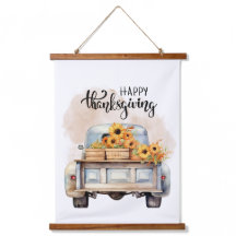 Rustiek Happy Thanksgiving Truck Pompoen