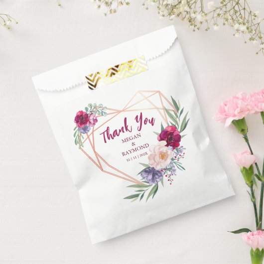 Rustiek Hart Bourgondië & Blush | Dank je bruiloft Bedankzakje (Gezegeld)