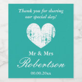  rustiek hart gepersonaliseerde bruiloft wijn etiket (Enkel label)