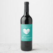 rustiek hart gepersonaliseerde bruiloft wijn etiket (Voorkant)