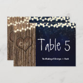 Rustiek Hart Gesneden in Boomtafel Nummer Kaart (Voorkant / Achterkant)