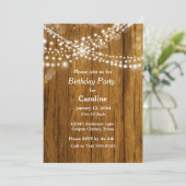 Rustiek Hart Gevormde Hangende Lichten Verjaardags Kaart (Staand voorkant)