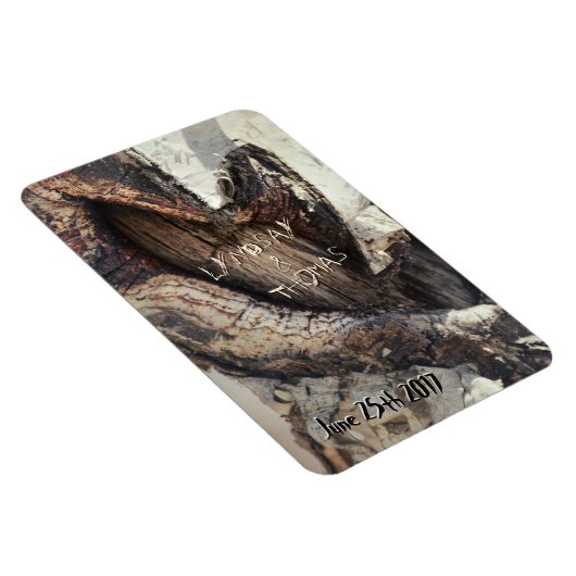 Rustiek Hart in Berken Schors Gesneden Namen Natuu Magneet (Rechterzijde)