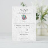 Rustiek hart Mexicaanse bruiloft RSVP Kaartje (Staand voorkant)