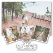 Rustiek hart Monogram Foto's Bruiloft Vrijgezellen Sticker (Voorkant)