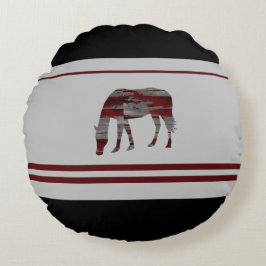 Rustiek -Hedendaags Country Girl- Paardenontwerp Rond Kussen