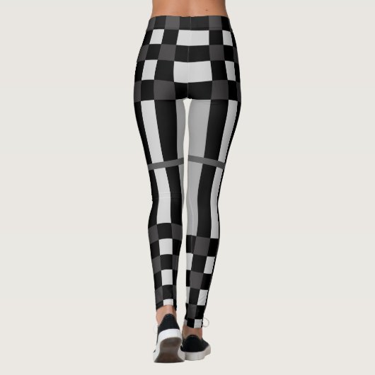 Rustiek Hedendaags Grijs & Zwart Plaid Leggings (Achterkant)