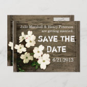 Rustiek hek met bloemen bruiloft opslaan van de da aankondigingskaart (Voorkant / Achterkant)