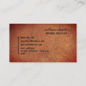 Rustiek helder bruin leer monogram zwart script visitekaartje (Achterkant)