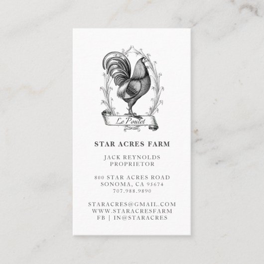 Rustiek  Hen Boerderij Visitekaartje (Voorkant)