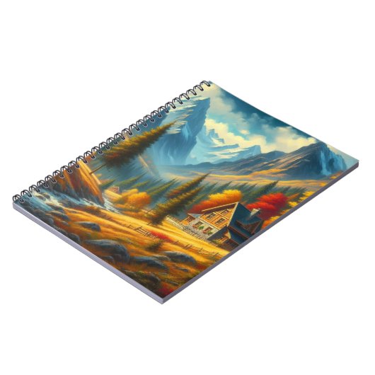 Rustiek, Herfst berg huisje & rivier Notitieboek (Linkerzijde)