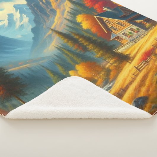 Rustiek, Herfst berg huisje & rivier Sherpa Deken (3/4)