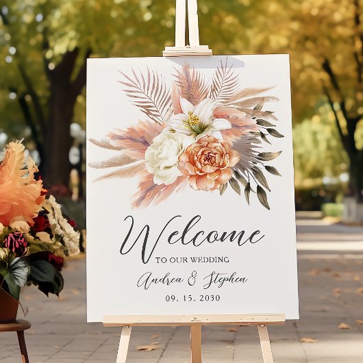 Rustiek herfst bloem bruiloft welkom bord poster