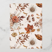 Rustiek Herfst Bloemen Huwelijk Goud Folie Uitnodiging (Achterkant)