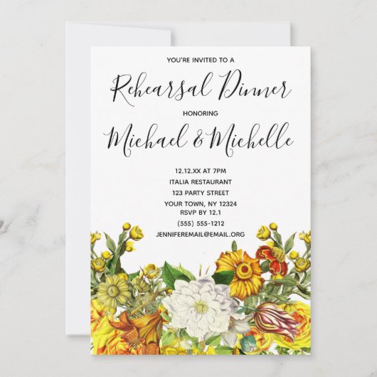 Rustiek herfst bloemenrepetitie diner kaart (Voorkant)