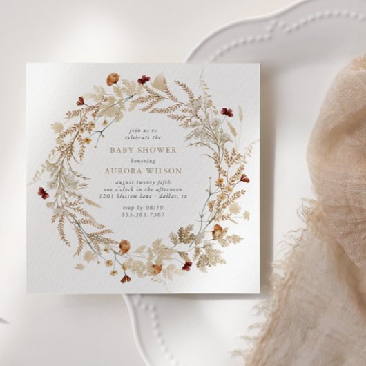 Rustiek herfst botanisch Baby shower Kaart