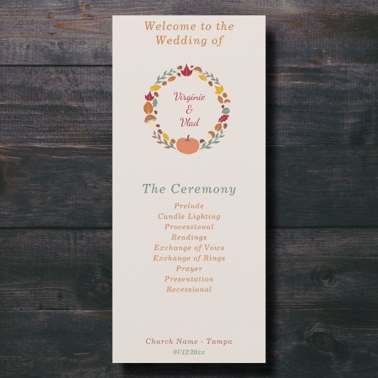 Rustiek & herfst bruiloft programma