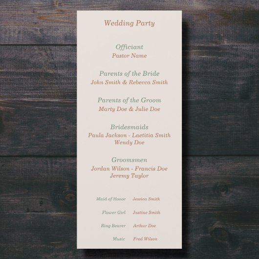 Rustiek & herfst bruiloft programma