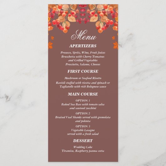 Rustiek Herfst Herfst Wedding Menu (Voorkant)