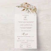 Rustiek herfst Roos Botanisch All In One Uitnodiging (Binnen)