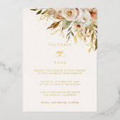Rustiek herfst Roos Botanisch Folie Uitnodiging (Voorkant)