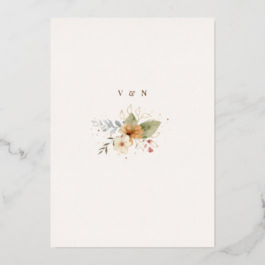 Rustiek herfst Roos Botanisch Folie Uitnodiging (Achterkant)