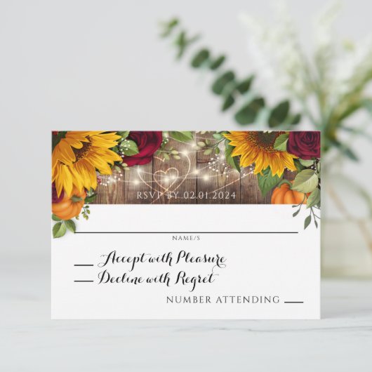 Rustiek Herfst Roos, Zonnebloem Pompoen RSVP (Staand voorkant)