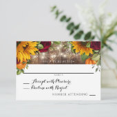 Rustiek Herfst Roos, Zonnebloem Pompoen RSVP Kaartje (Staand voorkant)