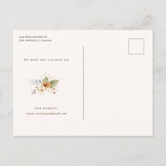 Rustiek Herfst Rozen Script Save the Date Aankondigingskaart (Achterkant)