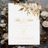 Rustiek Herfst Rozen Script Save the Date Folie Uitnodiging Briefkaart