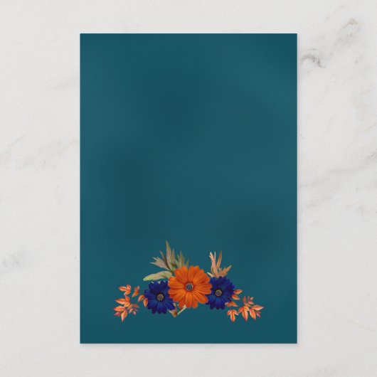 Rustiek Herfst Sinaasappel Blauw Bloemen Trouwregi Informatiekaartje (Achterkant)