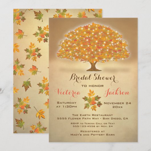 Rustiek Herfst Vrijgezellenfeest met twinkeling li Kaart (Voorkant / Achterkant)