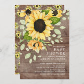 Rustiek herfst zonnebloem bloemenBaby shower Kaart (Voorkant / Achterkant)