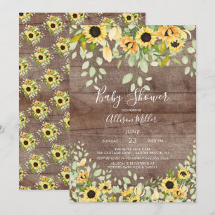 Rustiek herfst zonnebloem bloemenBaby shower Kaart