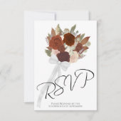 Rustiek herfstboeket Rust Sinaasappel Rozen Bruilo RSVP Kaartje (Voorkant)