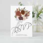 Rustiek herfstboeket Rust Sinaasappel Rozen Bruilo RSVP Kaartje (Staand voorkant)