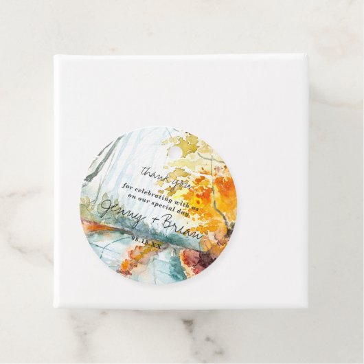 Rustiek herfstbos | Bruiloft dank u Bedankjes Labels (In situ)