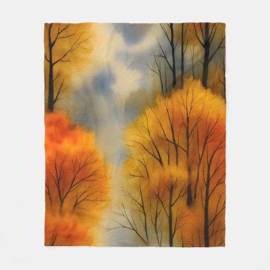 Rustiek Herfstbos - Herfst Waterverf Fleece Deken (Voorkant)