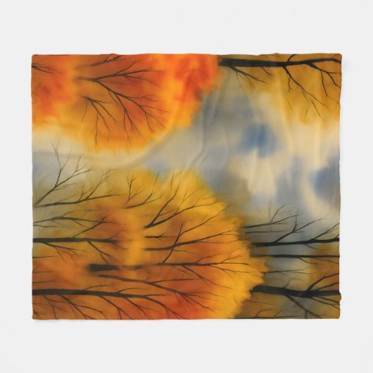 Rustiek Herfstbos - Herfst Waterverf Fleece Deken (Voorkant (Horizontaal))