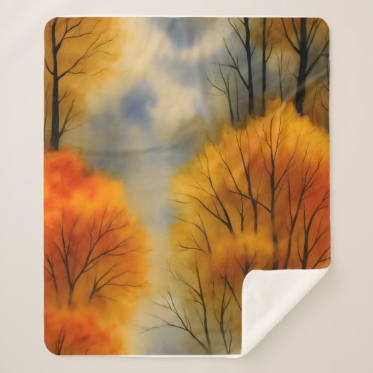 Rustiek Herfstbos - Herfst Waterverf Sherpa Deken (Voorkant)