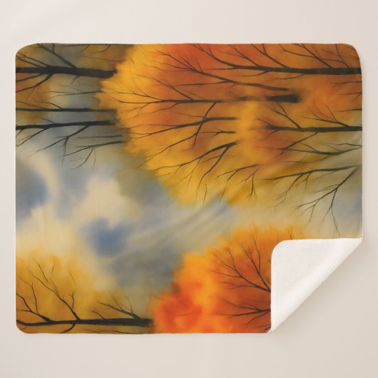 Rustiek Herfstbos - Herfst Waterverf Sherpa Deken (Voorkant (horizontaal))
