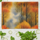 Rustiek Herfstbos - Herfst Waterverf Theedoek (Gevouwen)