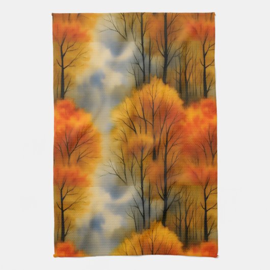 Rustiek Herfstbos - Herfst Waterverf Theedoek (Verticaal)