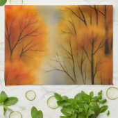 Rustiek Herfstbos - Herfst Waterverf Theedoek (Gevouwen)