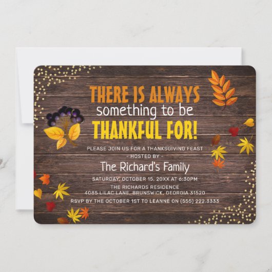 Rustiek herfstdiner Thanksgiving Kaart (Voorkant)