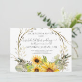 Rustiek herschikt Trouwscript Zonnebloem Houten Kaart (Staand voorkant)