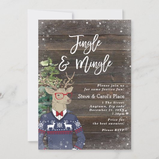 rustiek hert kerstfeest kaart (Voorkant)